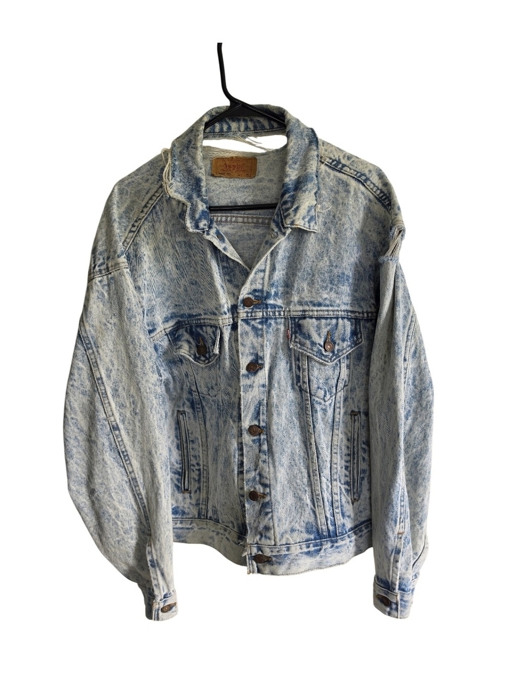 Vintage 80s Levi’s 70507-0219 Acid Wash Denim Jacket XL USA Distressed